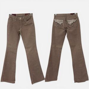 Blue 2 Low Rise Boot Cut Y2K Corduroy Pant in Tan Women’s Size 26